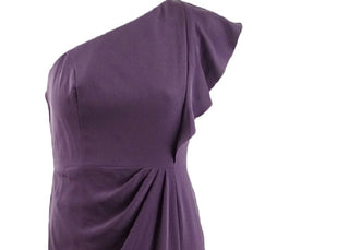 Adrianna Papell Women's Ruffled One-Shoulder Gown Purple Size 8