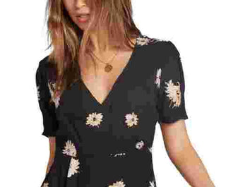 Volcom Women's Wrapsicle Floral Minidress Black Size X-Small