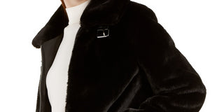 BCX Juniors' Faux-Fur Zip-Front Coat Black Size X-Small