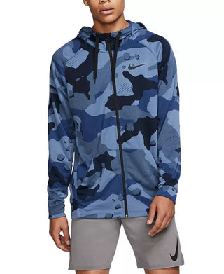 Nike Men's Dri Fit Camo Zip Hoodie Blue Size Small