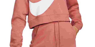 Nike Women's Sportswear Logo Fleece Sweatshirt Orange Size Small