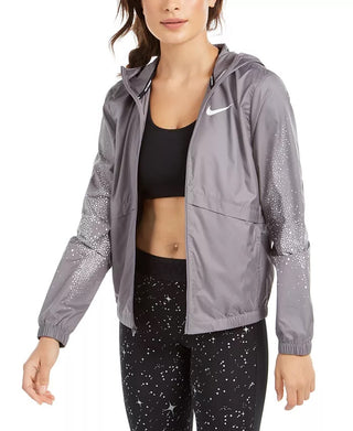 Nike Women's Essential Water-Repellent Hooded Running Jacket Charcoal Size Medium