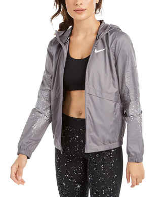 Nike Women's Essential Water-Repellent Hooded Running Jacket Gray Size Extra Large