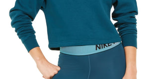 Nike Women's Sportswear Shine Metallic Graphic Half Zip Top Green Size Small