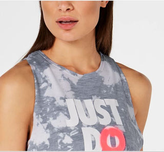 Nike Women's Dri Fit Printed Just Do It Training Top Charcoal Size Medium