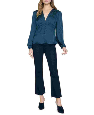 Sanctuary Women's Favorite Romance Satin Blouse Green Size X-Large