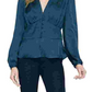 Sanctuary Women's Favorite Romance Satin Blouse Green Size X-Large