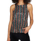 Sanctuary Women's Sequined Striped Spaghetti Strap Scoop Neck Top Black Size X-Large