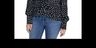 Sanctuary Women's Ella Print Tie Front Blouse Black Size X-Small