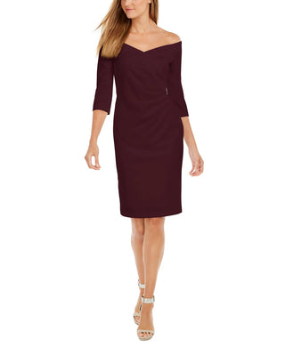 Calvin Klein Women's Off-The-Shoulder Sheath Dress Purple Size 8