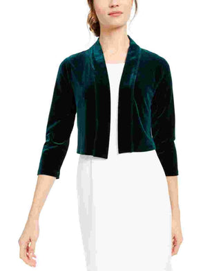 Calvin Klein Women's Green Long Sleeve Open Cardigan Formal Jacket Blue Size Small