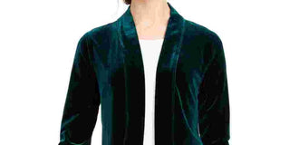 Calvin Klein Women's Green Long Sleeve Open Cardigan Formal Jacket Blue Size Small