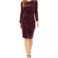 Calvin Klein Women's Ruched Velvet Sheath Dress Purple Size 14