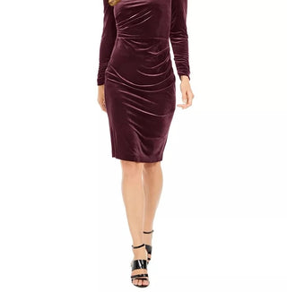 Calvin Klein Women's Ruched Velvet Sheath Dress Purple Size 14