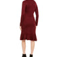 Calvin Klein Women's Ruffled Sweater Dress Wine -Size Small