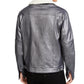 Michael Kors Men's Metallic Moto Trucker Jacket Silver Size Small