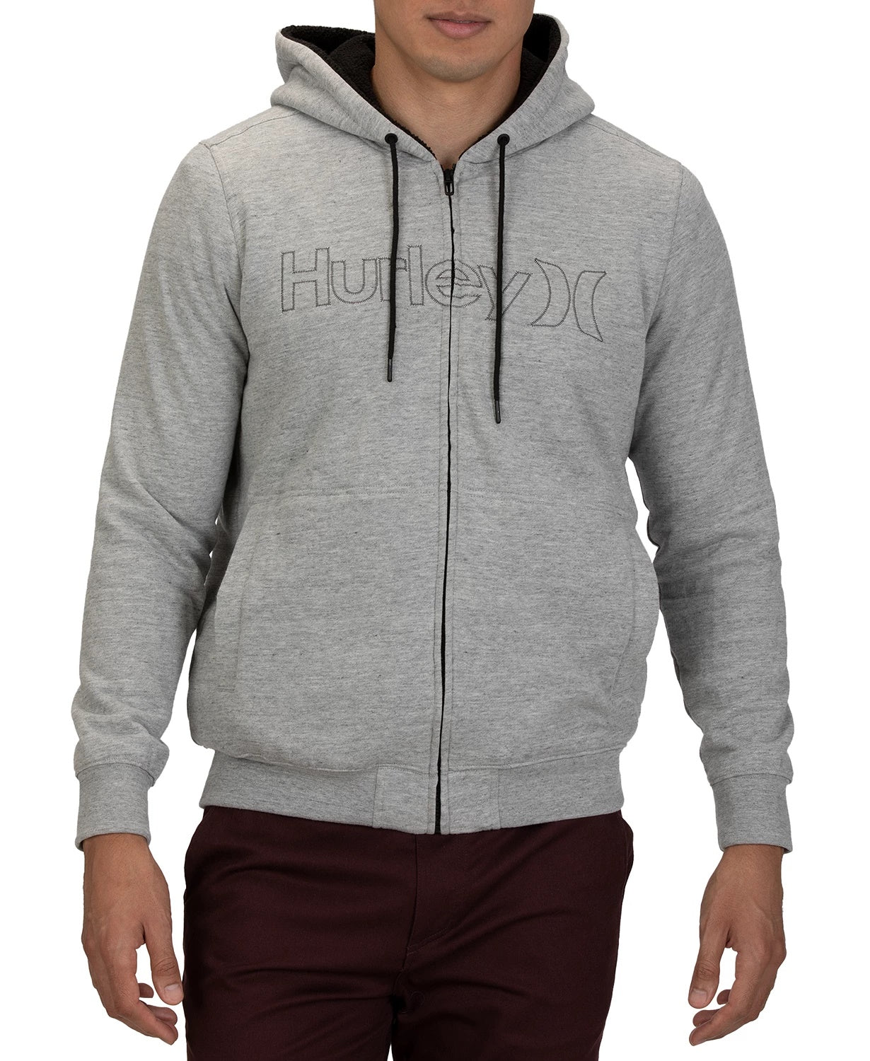 Hurley Men's Good Times Sherpa Zip Hoodie Gray Size Medium