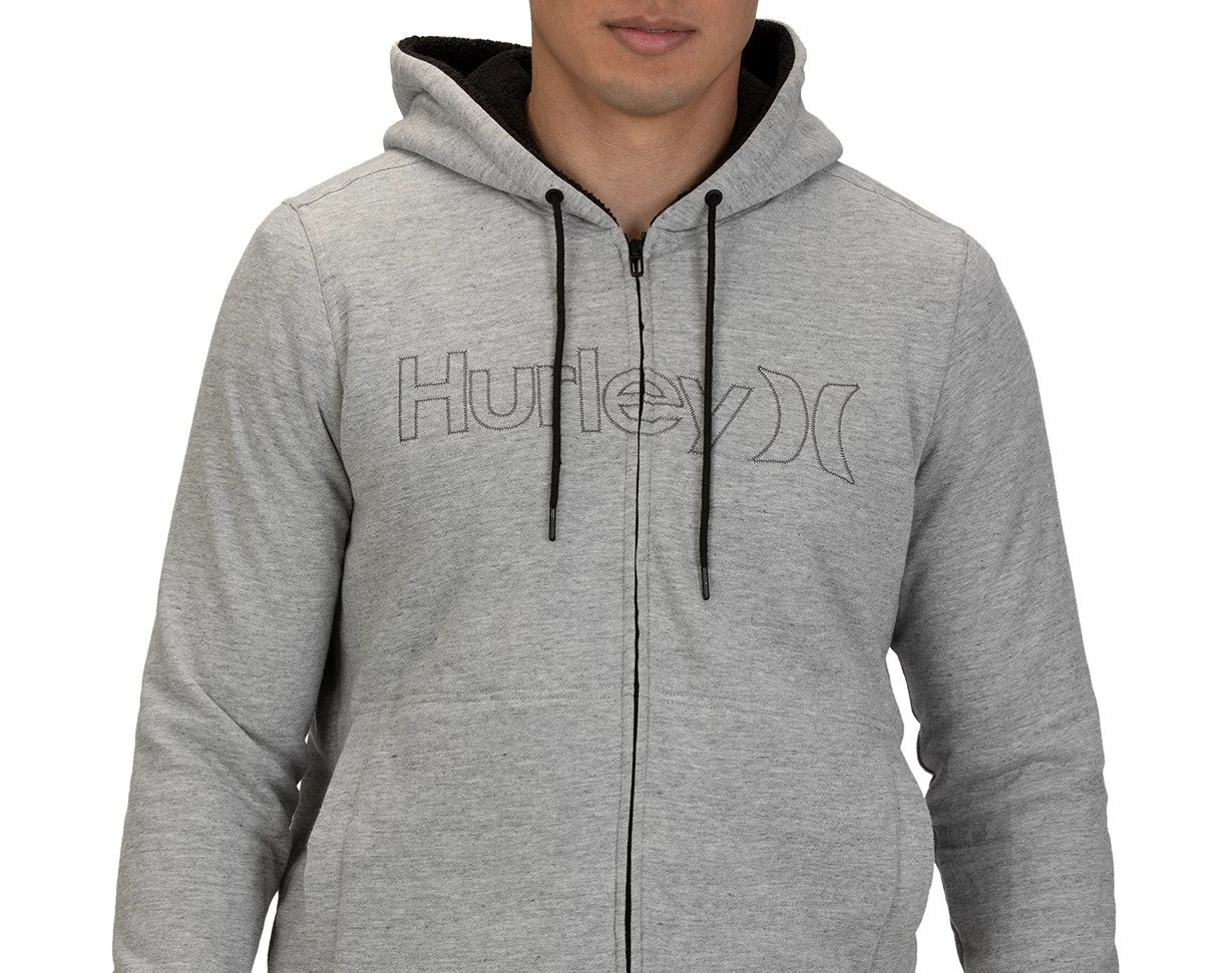 Hurley Men's Good Times Sherpa Zip Hoodie Gray Size Medium
