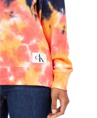 Calvin Klein Women's Jeans High Tide Tie-Dyed Sweatshirt Bright Red Size X-Large