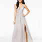 Emerald Sundae Junior's Embellished Lace Bodice Gown Grey Size Medium