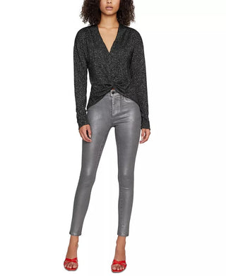 Sanctuary Women's Knot Interested Plunge Neck Top Black Size Medium