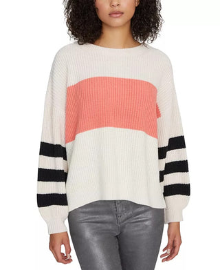 Sanctuary Women's Playful Stripe Shaker Stitch Sweater Size Beige White Size X-Small