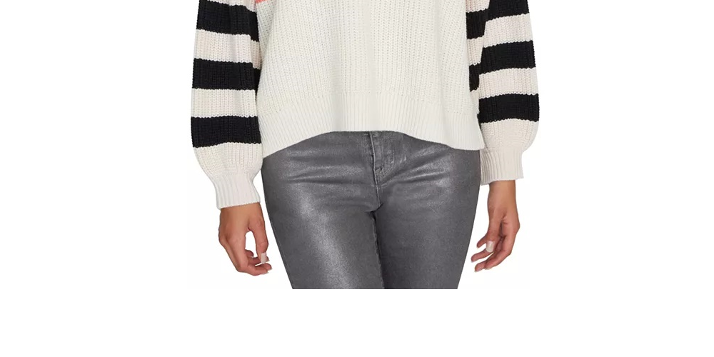 Sanctuary Women's Playful Stripe Shaker Stitch Sweater Size Beige White Size X-Small