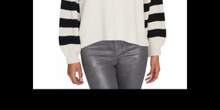 Sanctuary Women's Playful Stripe Shaker Stitch Sweater Size Beige White Size X-Small