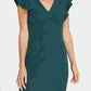 DKNY Women's V-Neck Ruffle Cap Sleeve Sheath Dress Green Size 16