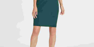 DKNY Women's V-Neck Ruffle Cap Sleeve Sheath Dress Green Size 16