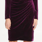 DKNY Women's Velvet Side Ruche Sheath Dress Purple Size 14