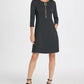 DKNY Women's Zippered Long Sleeve Jewel Neck Knee Length Sheath Wear To Work Dress Black Size 14