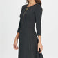 DKNY Women's Zippered Long Sleeve Jewel Neck Knee Length Sheath Wear To Work Dress Black Size 14
