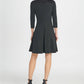 DKNY Women's Zippered Long Sleeve Jewel Neck Knee Length Sheath Wear To Work Dress Black Size 14