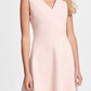 DKNY Women's V Neck Compression Fit & Flare Dress Blush Powder White Size 14
