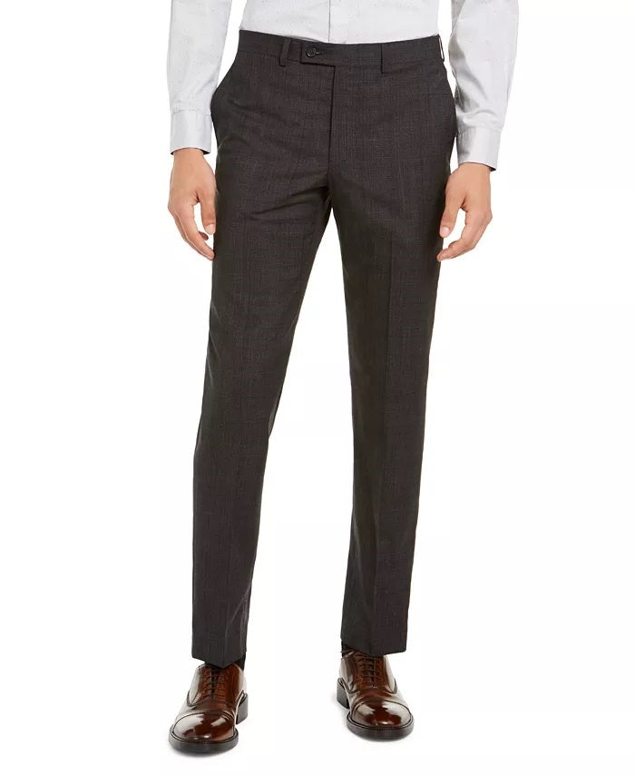 DKNY Men's Modern Fit Stretch Plaid Suit Separate Pants Charcoal Size 32X32