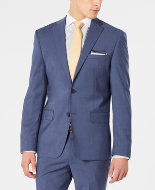 DKNY Men's Modern Fit Stretch Mini heck Suit Jacket Blue Size 42