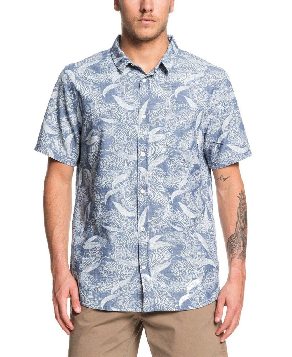 Quiksilver Men's Mountain Ash Short Sleeve Woven Shirt Navy Size X-Large