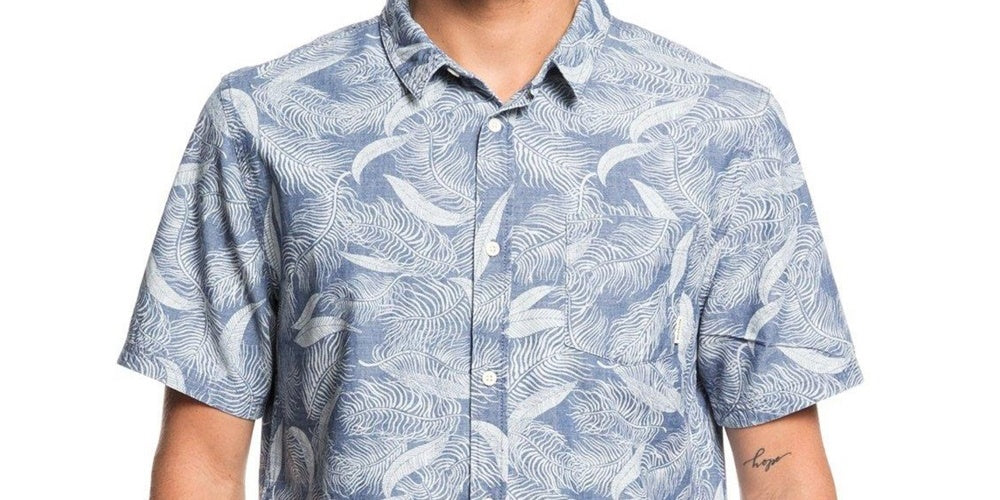 Quiksilver Men's Mountain Ash Short Sleeve Woven Shirt Navy Size X-Large