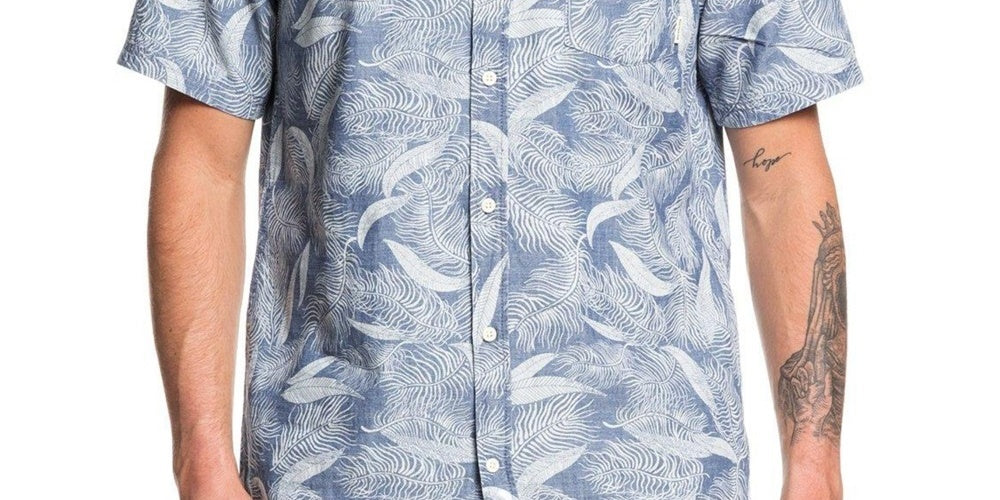 Quiksilver Men's Mountain Ash Short Sleeve Woven Shirt Navy Size X-Large