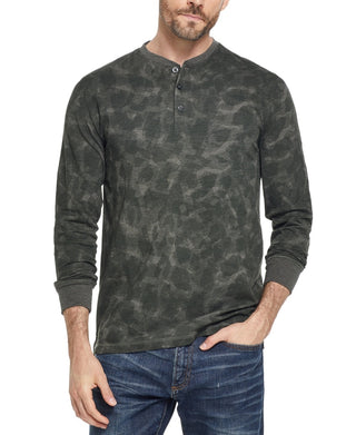 Weatherproof Vintage Men's Abstract Print Henley Green Size Large Medium