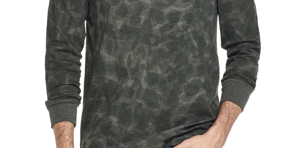 Weatherproof Vintage Men's Abstract Print Henley Green Size Large Medium