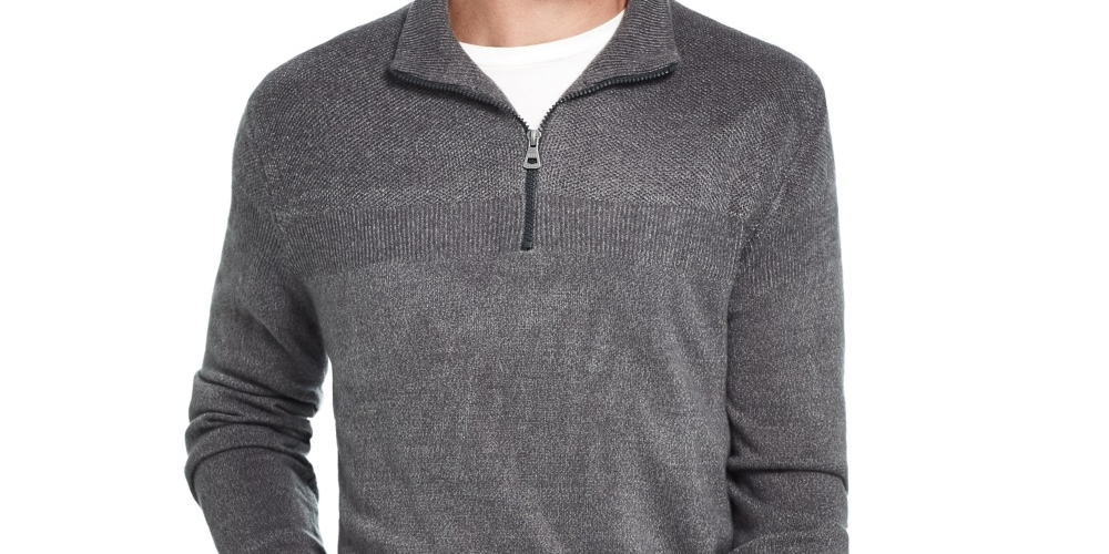 Weatherproof Vintage Men's Soft Touch Quarter Zip Sweater Grey Size X-Large