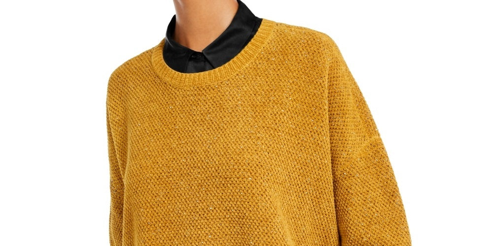 Eileen Fisher Women's Crewneck Organic Cotton Sweater Yellow Size Petite Medium