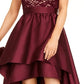 Emerald Sundae Women's Lace Solid Halter Maxi Hi Lo Formal Dress Red Size 15