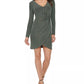 Guess Women's Metallic Dew-Drop Knit Dress Dark Green Size 2