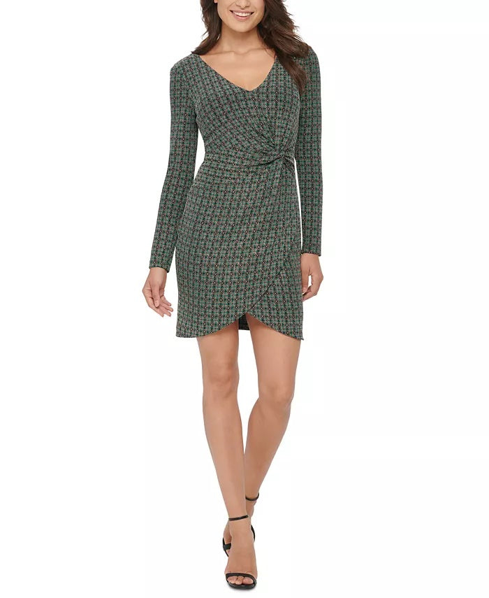 Guess Women's Metallic Dew-Drop Knit Dress Dark Green Size 2