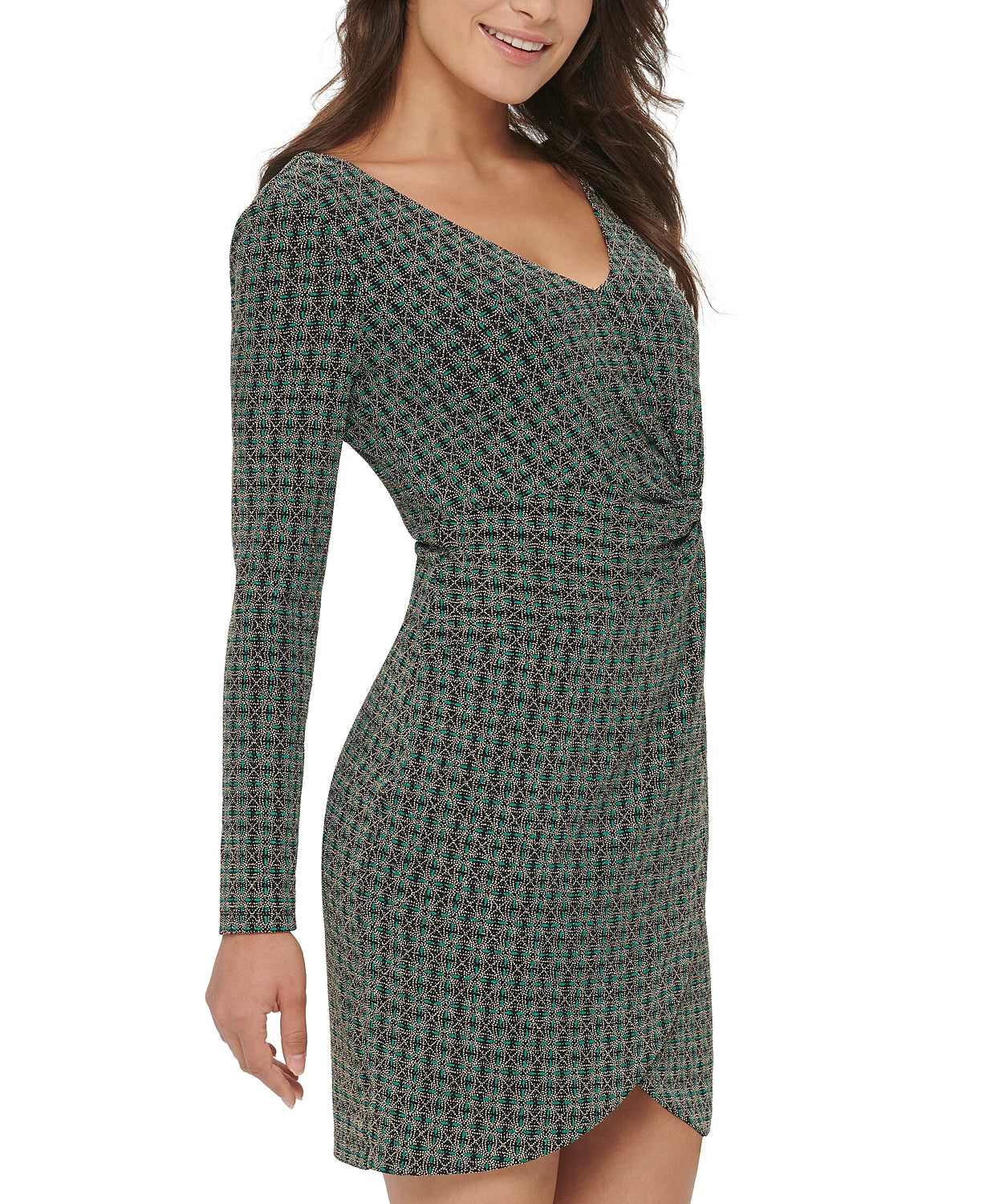 Guess Women's Metallic Dew-Drop Knit Dress Dark Green Size 2