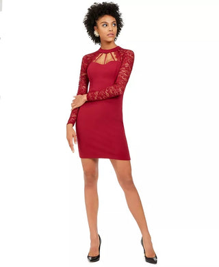 Guess Women's Lace Sweetheart Sheath Dress Red Size 2