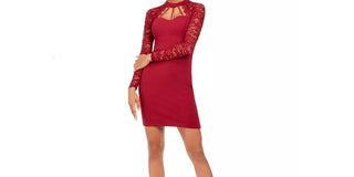 Guess Women's Lace Sweetheart Sheath Dress Red Size 2